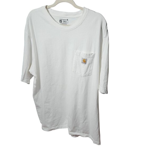 Carhartt Mens Loose Fit 2XL White Pocket T-Shirt Durable Cotton Comfort Workwear - Picture 1 of 5